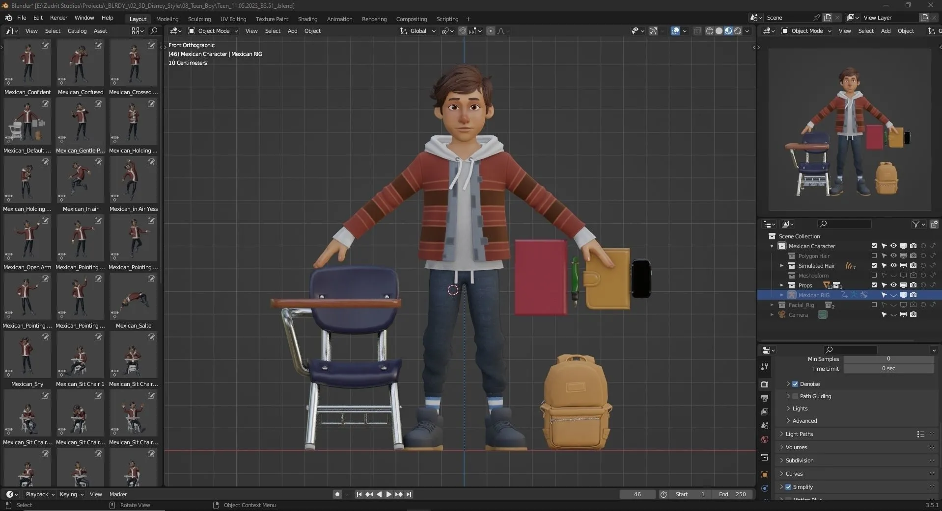 Cartoon Boy Teen high quality 3D model details showcase